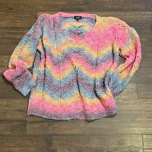 Oversized sherbet rainbow knit sweater